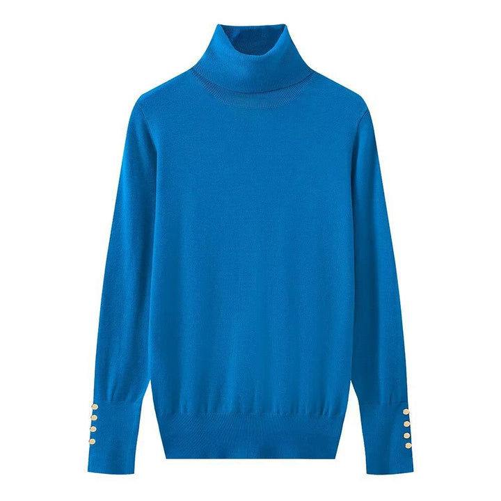 Femme Rullekravepullover med knapdetaljer Stilla