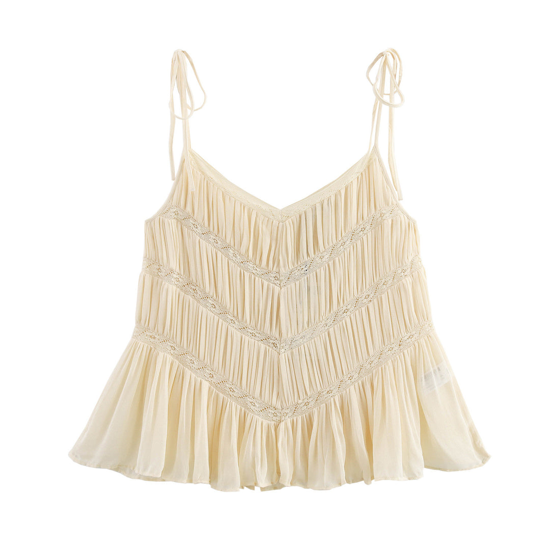 Femme Rüsch-Cami-Top med fine spidsdetaljer Stilla