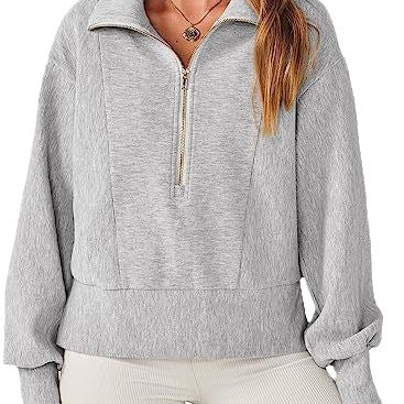 Dame Sporty Hoodie med høj krave og halvmolekylær lynlås Stiila