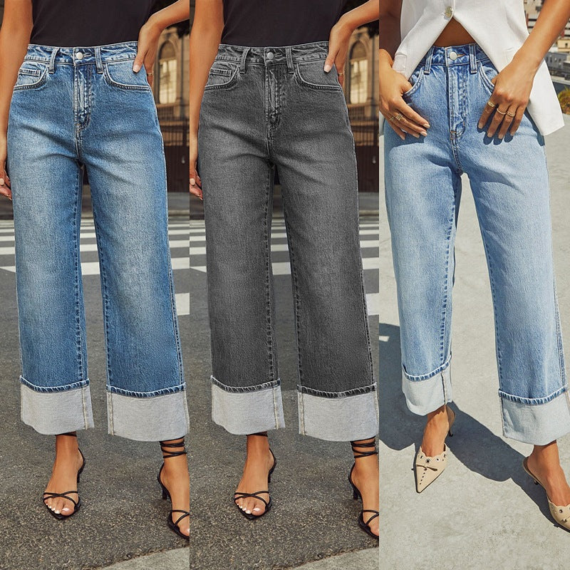 Damer Løst skårede jeans med moderne sømsprægning Stilla