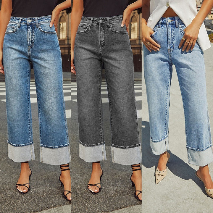 Damer Løst skårede jeans med moderne sømsprægning Stilla