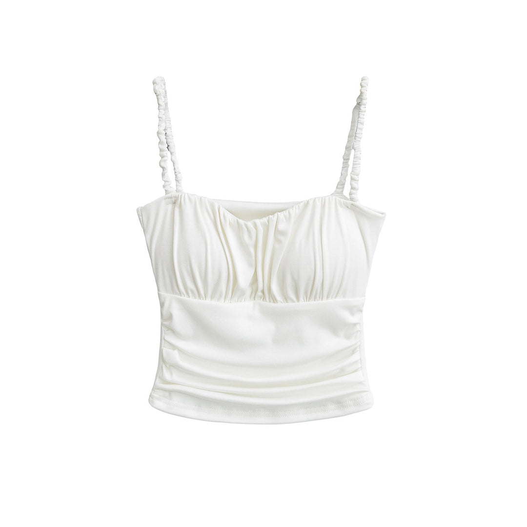 Dame Sporty Crop-Top med rynket detalje og justerbare spaghetti stropper Stilla