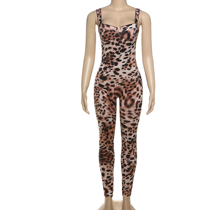 Dame jumpsuit med raffineret slangeskinds-design og figursyet snit Skovae