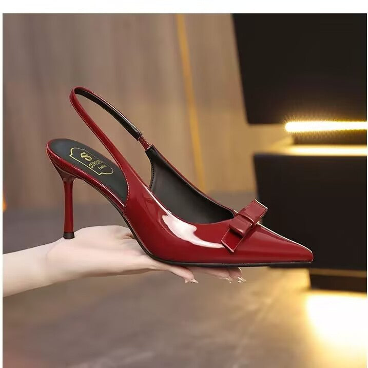 Dame Sling-Pumps med elegant båndapplikation og buet hæl Stilla