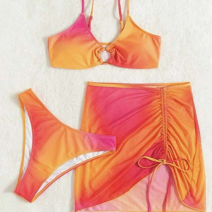 Dame bikinihøjt liv-sæt med rynker og trendy ringdetalje Stilla