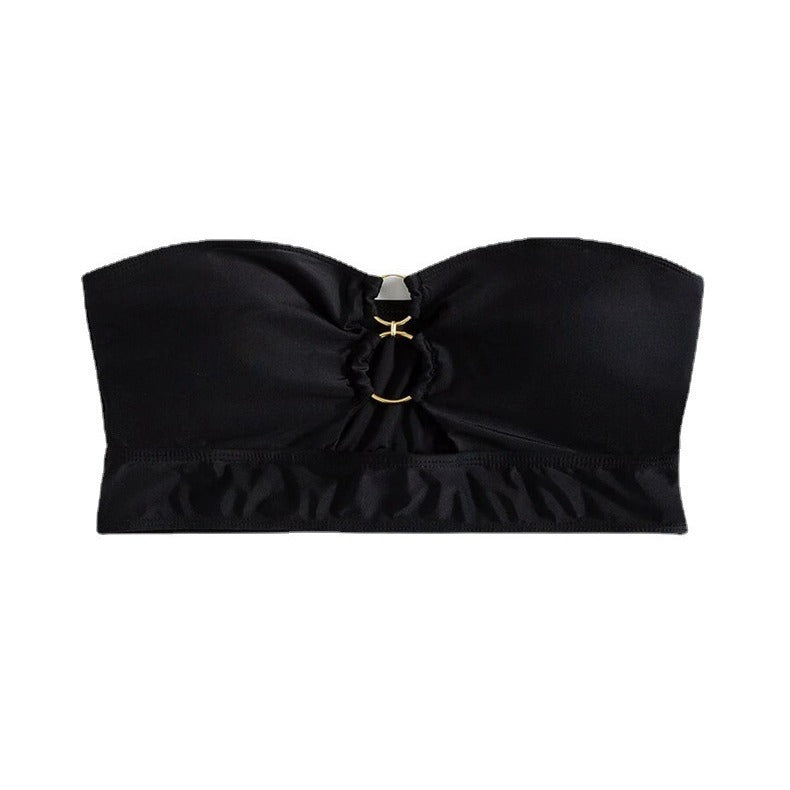 Dame Bustier Bikini-top med rynker og gyldne accenter Stilla