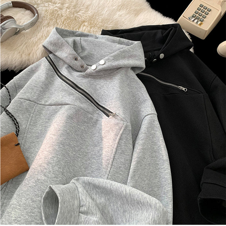 Herrer mode hoodie med innovativ lynlås og afslappet skæring Stilla