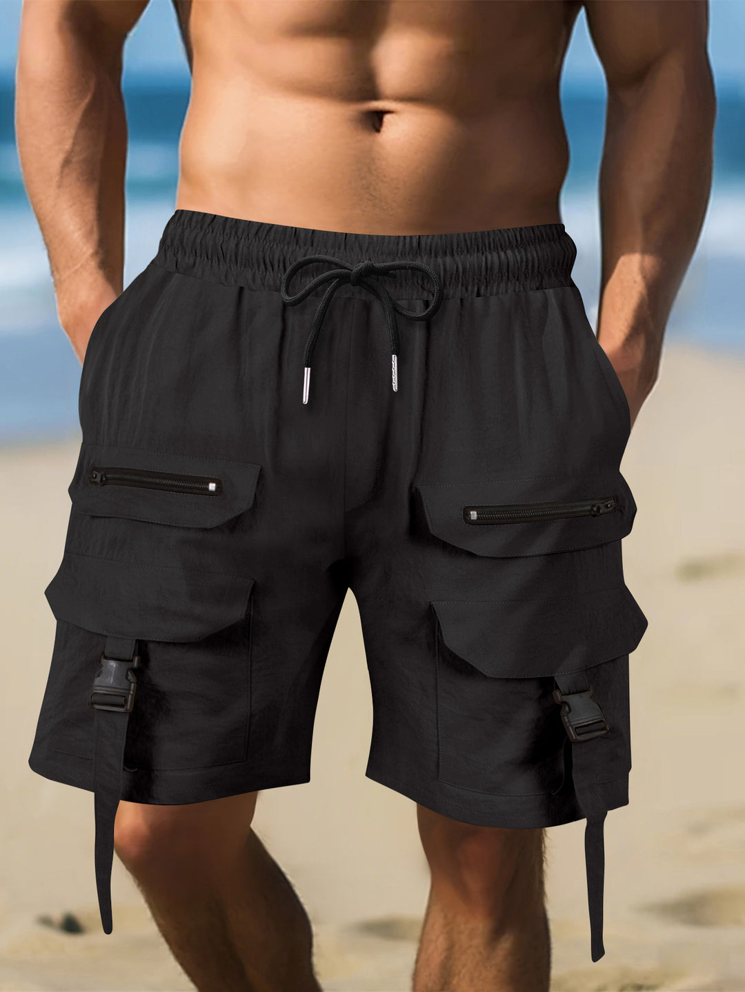 Herrer Cargo-Shorts med multifunktionelle lommer og justerbar talje Stilla