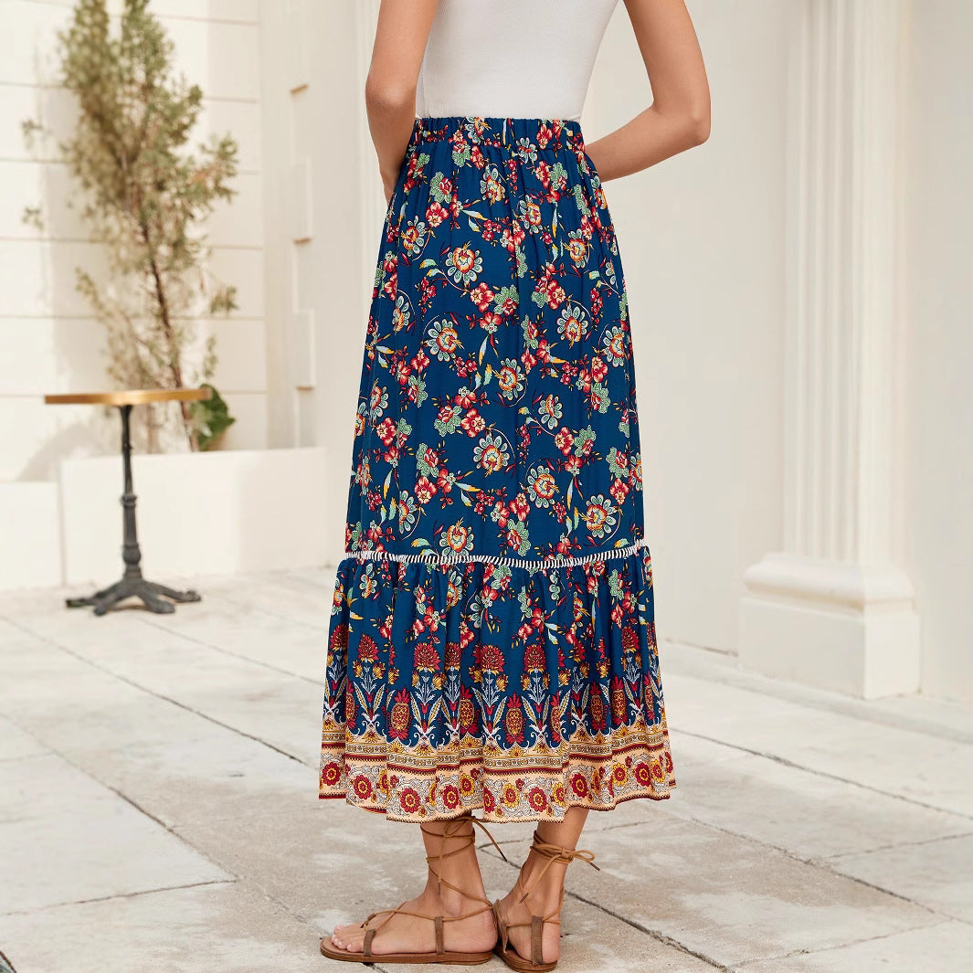 Kvinder Bohemian Floral Maxi Nederdel Stilla