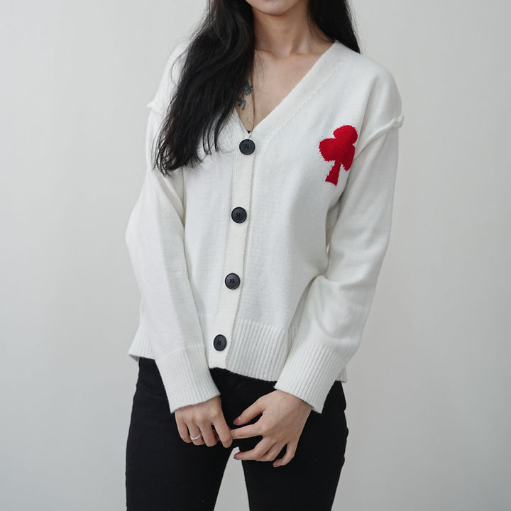 Femme Casual V-Udskæring Knap-Cardigan Stilla
