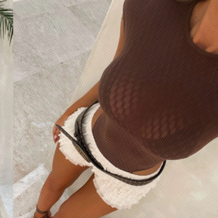 Dame åndbar crop-top med raffinerede netstrukturer Skovae