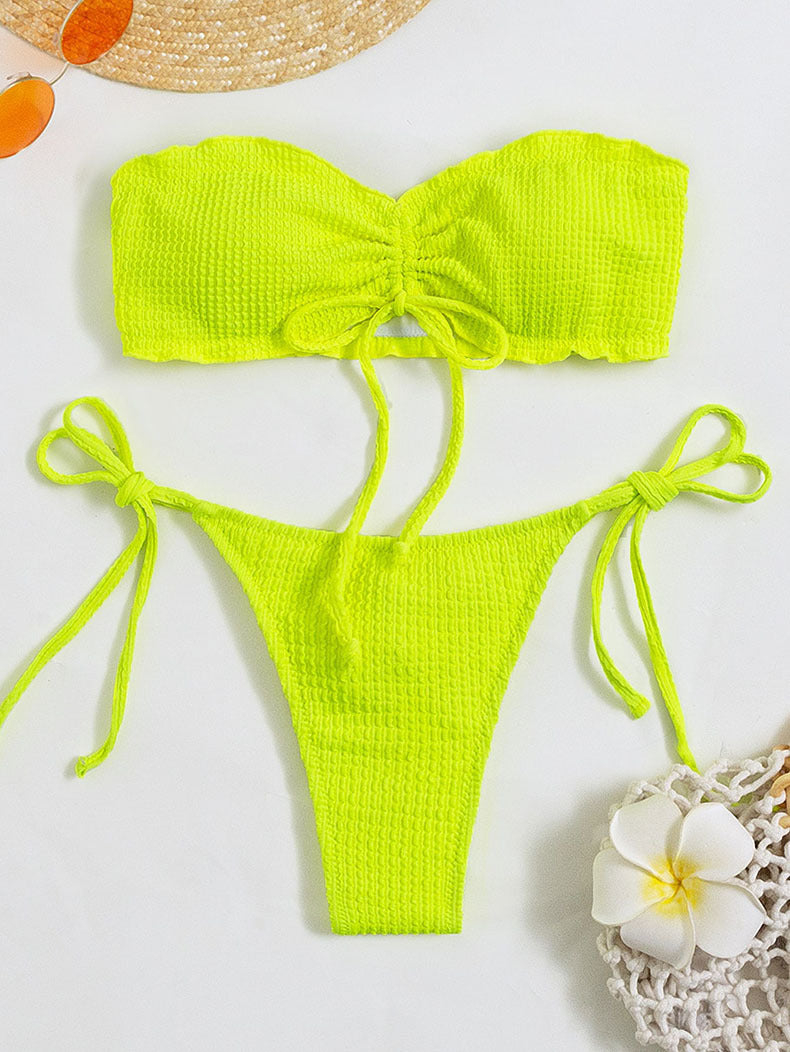 Dame Strapless Textureret Bikini Sæt Stilla