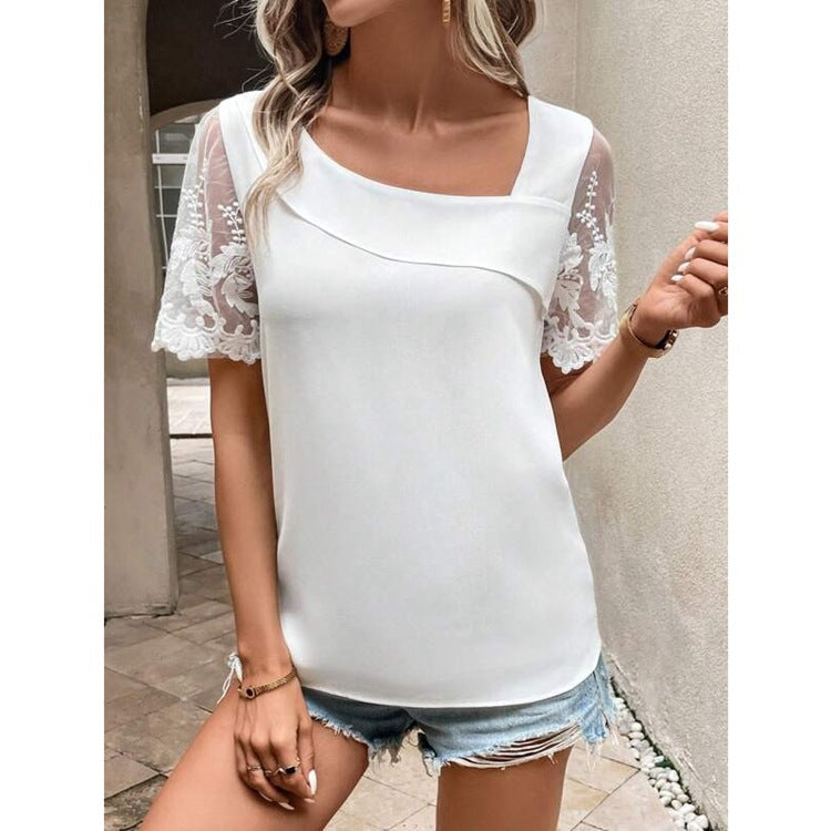 Dame Elegant Bluse med Spidsermer Stilla