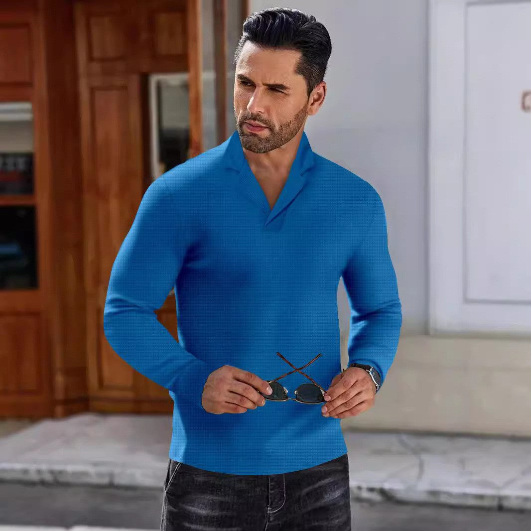 Herrer elegant langærmet sweater med stilfuld ståkrave Stilla