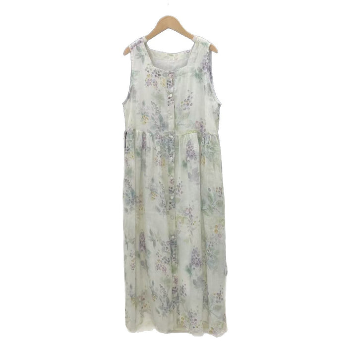 Femme Floral Print Ærmeløs Maxikjole Stilla