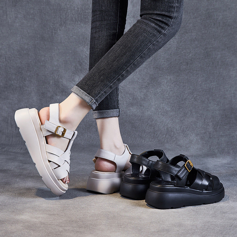 Dame Chunky Platform Flettet Slide Sandaler Stilla