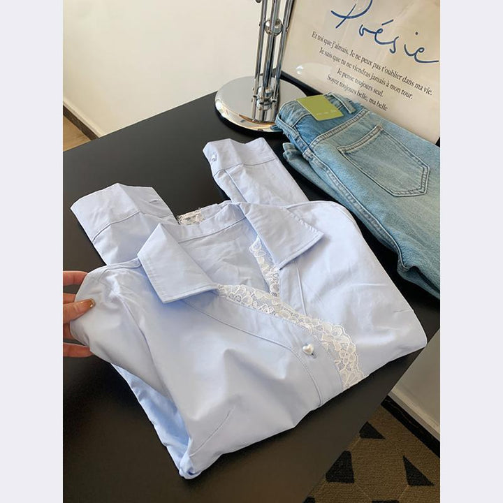 Femme Elegante Spidsedekoration Bluse Stilla