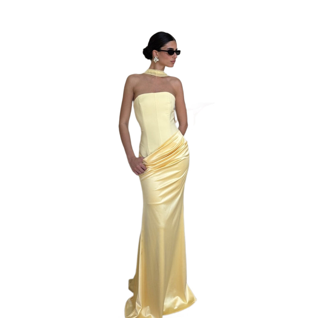 Dame Bodycon Aftenkjole med elegant Drapering Skovae
