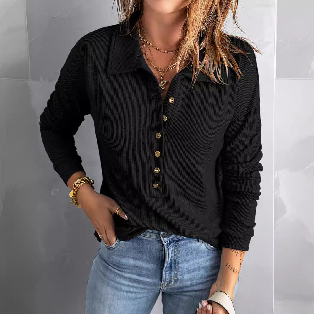 Stilla | Elegant Langærmet Bluse Med Knapliste