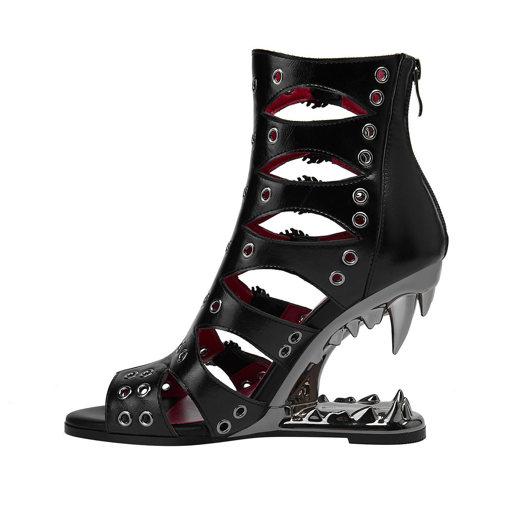 Femme Edgy Åben Tå Stiletto Sandaler med dekorative Nitter Stilla