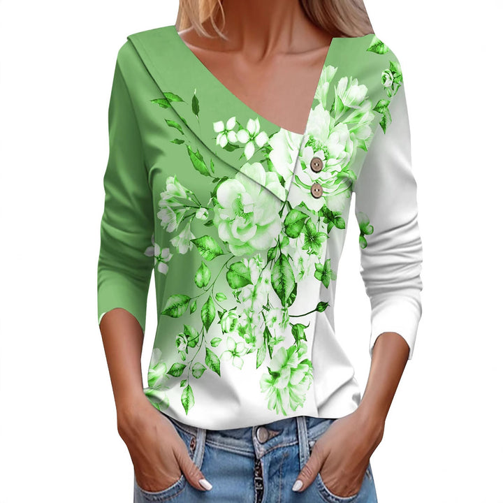 Dame Bluse skjorte med floral applikation og moderne knapdetaljer Stilla