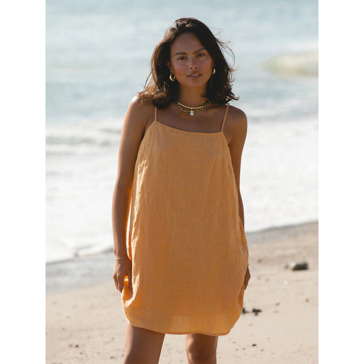 Damen Leichtes Sommerkleid mit Spaghetti-Trägern und fließendem Schnitt Skovae