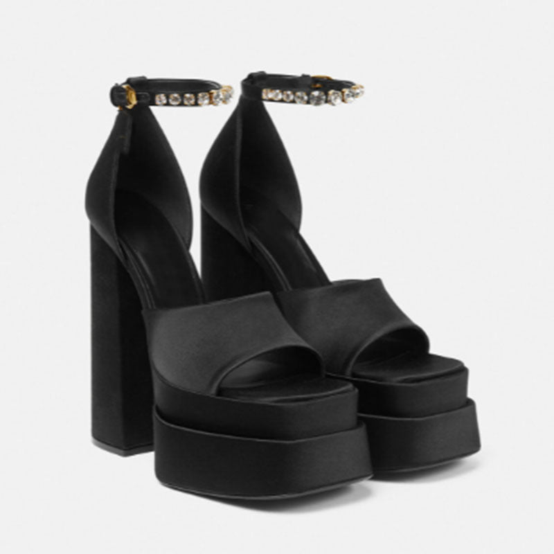 Dame High-Platform Open-Toe Sandaler med pyntet ankelrem Stilla