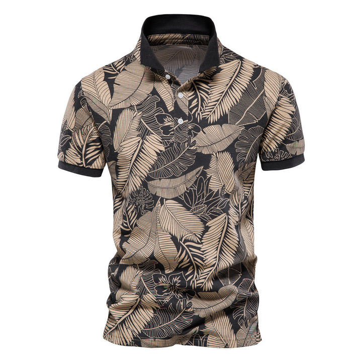Herre Polo-Shirt med blomsterprint og moderne krave Stilla