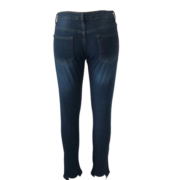 Dame Destroyed Skinny Jeans med afslappet pasform og frynset detaljer Skovae