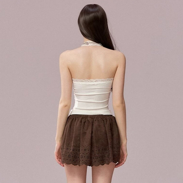 Dame Elegant halterneck top med spidst detaljer Skovae