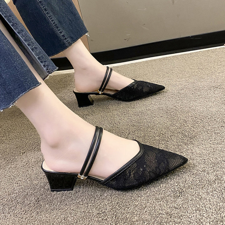 Dame Sling-Pumps med delikat spids og elegant blokhæl Stilla
