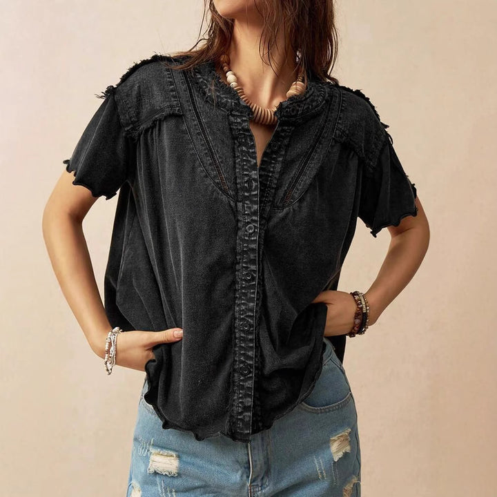 Dame Løst Denim Blusenshirt Stilla