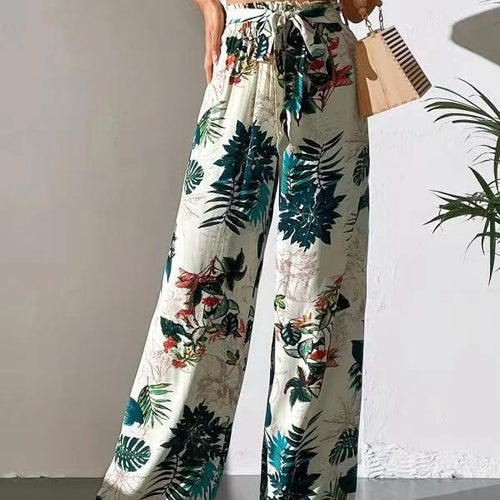 Dame Løse damebukser med blomsterprint og elastisk kant Stilla