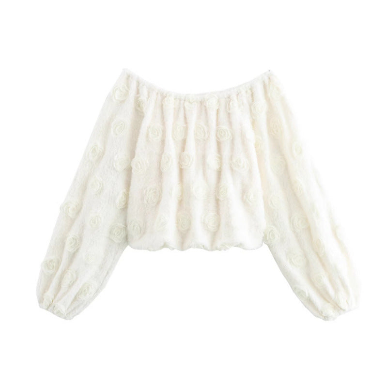 Femme Off-Shoulder Ruffles Blomst Bluse Stilla