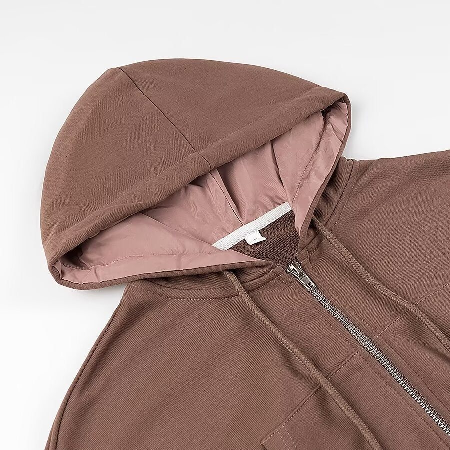 Femme Cropped Zip-Up Hoodie Sweatshirt Stilla