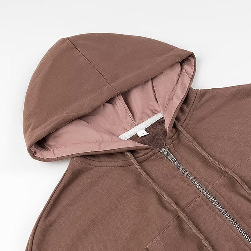 Femme Cropped Zip-Up Hoodie Sweatshirt Stilla