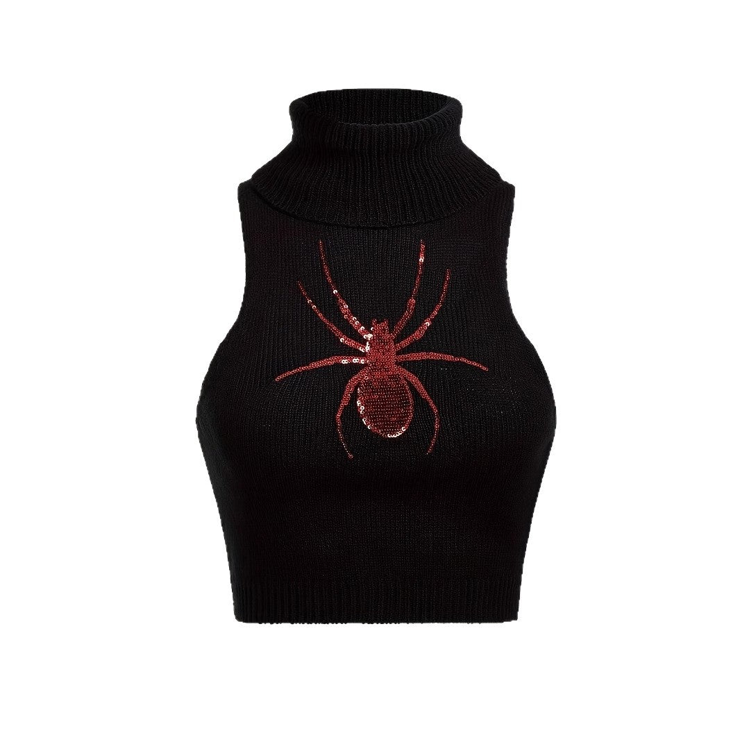 Damer elegant rullekravepullover med strålende edderkoppemotiv Stilla