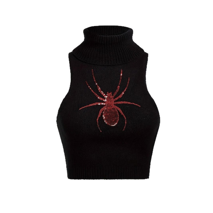 Damer elegant rullekravepullover med strålende edderkoppemotiv Stilla