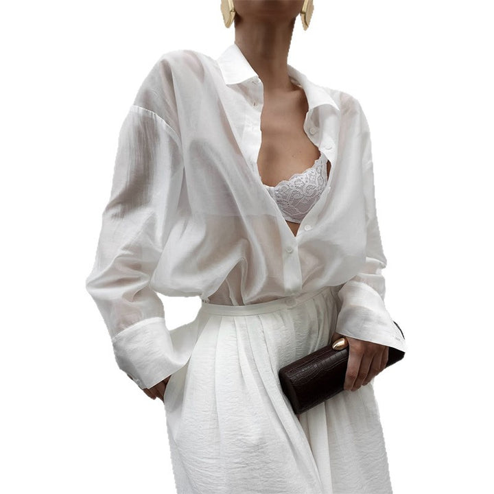 Damernes Gennemsigtig Bluse med elegant snit og moderne akcenter Stilla