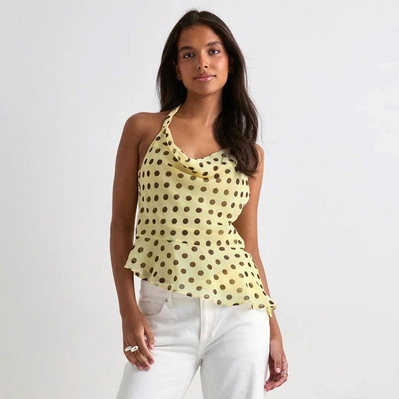 Damer elegant chiffon top med dyb vandfaldudskæring og figursyet pasform Skovae