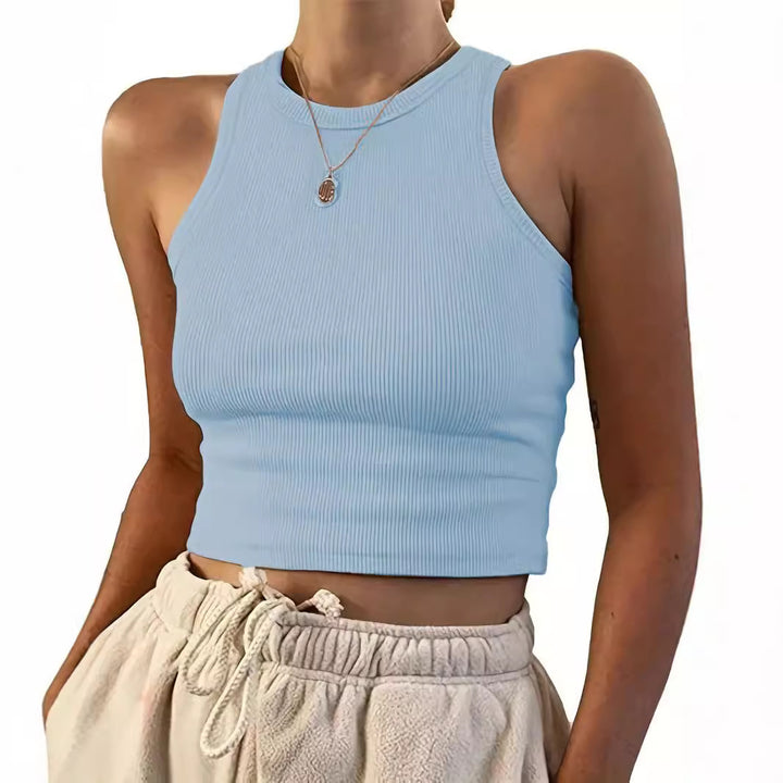 Dame tætsiddende crop-top med struktureret ribdesign Skovae