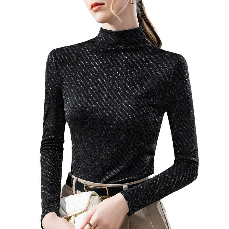 Dame Turtleneck-top i fin ribbet materiale med elegant struktur Stilla