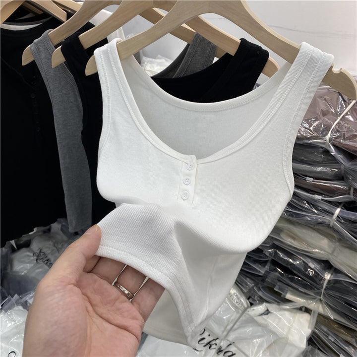 Femme Soft Ribbet Knap-Ned Tanktop Stilla
