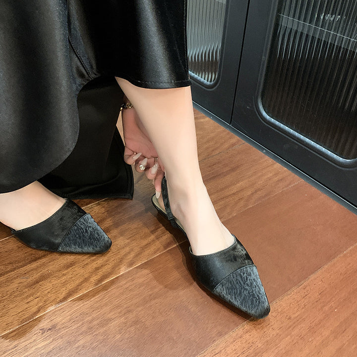 Dame Chic Spidse Slingback Balletsko med justerbar rem Stilla
