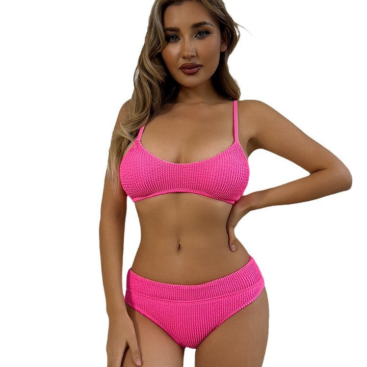 Dame Bikini-sæt med højt fleksibelt strukturstof og moderigtigt design Stilla