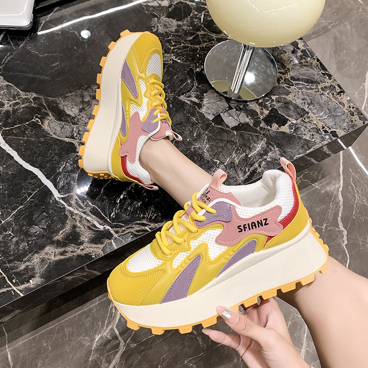 Dame Chunky Sneakers med høj plateau og åndbart overmateriale Stilla