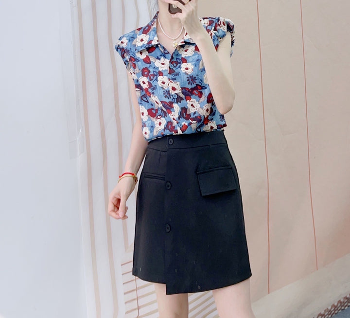 Damebluse med floralt design og afslappet snit Stilla