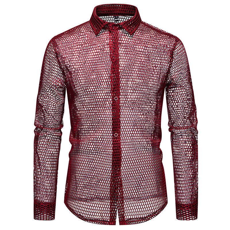 Herrer-Mesh-Overlay-Skjorte Stilla