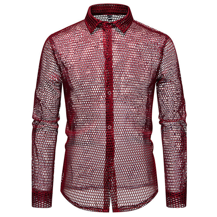 Herrer-Mesh-Overlay-Skjorte Stilla
