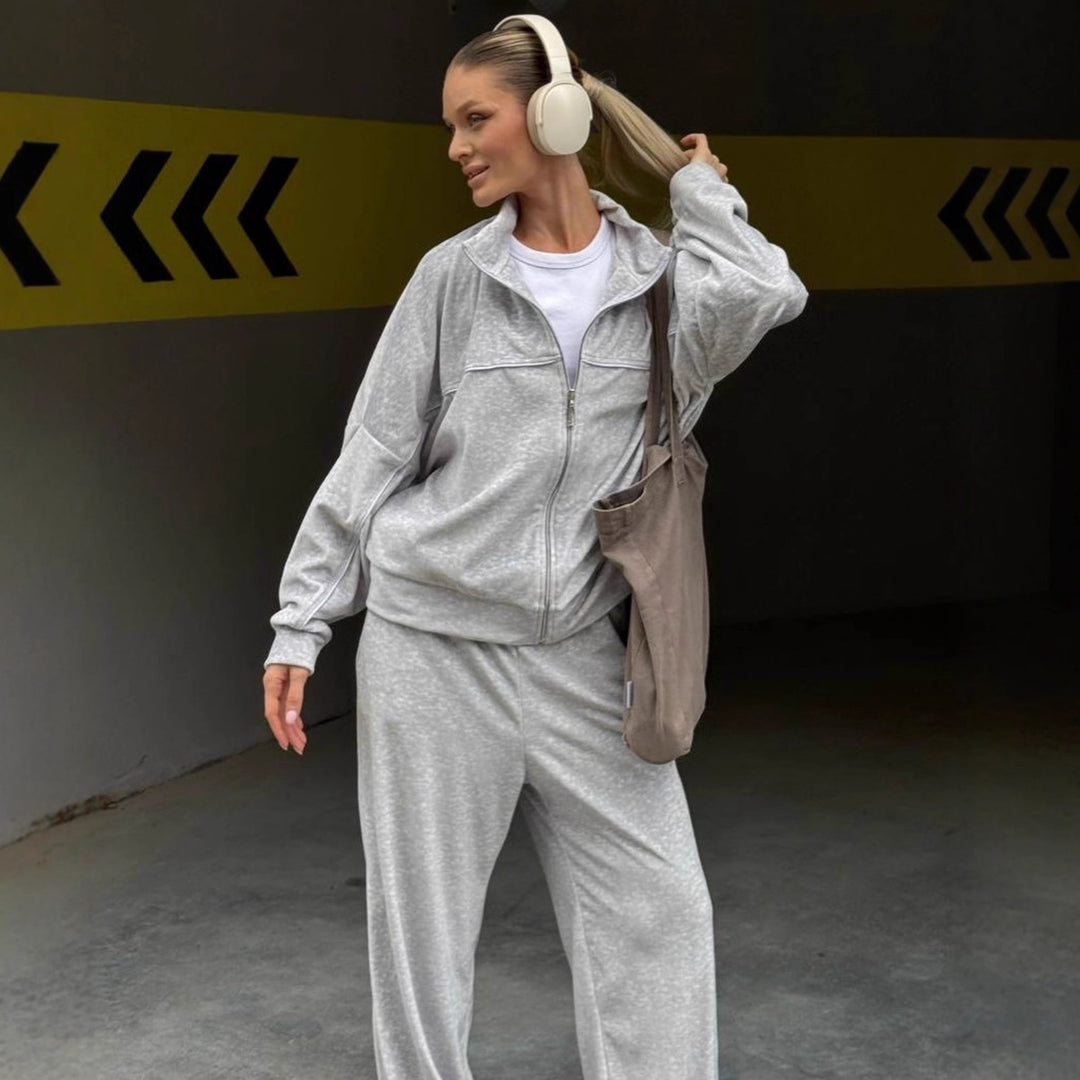 Dame Soft Relaxed-Fleece-Sæt med høj talje Stilla